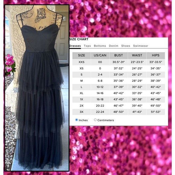 Lulus Rule the Runway Black Tulle Bustier Tiered Maxi Dress Size L - Picture 8 of 9